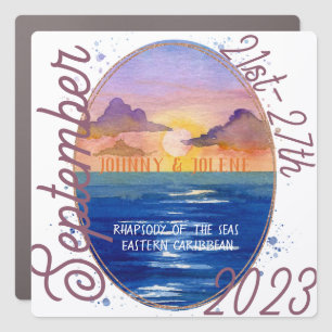 Watercolor Ocean Sunset Cruise Door Marker Car Magnet