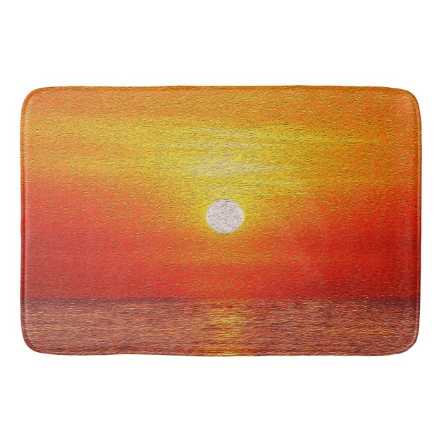 Watercolor Ocean Sunset  Summer Beach Waves     Bath Mat (Front)