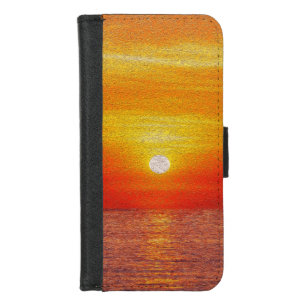Watercolor Ocean Sunset  Summer Beach Waves        iPhone 8/7 Wallet Case