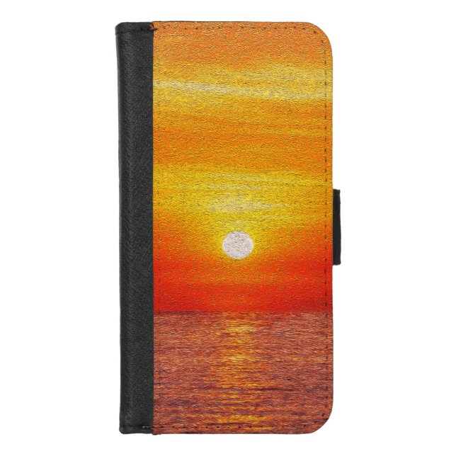 Watercolor Ocean Sunset  Summer Beach Waves        iPhone Wallet Case (Front)