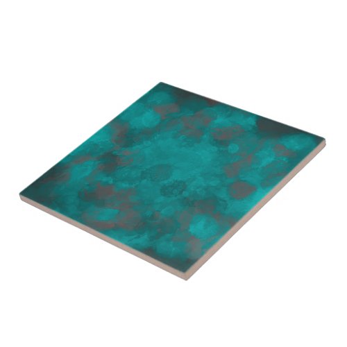 Watercolor Ocean Teal Green Aqua Nautical Abstract Ceramic Tile