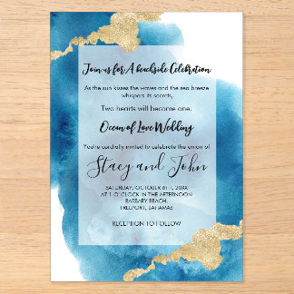 Watercolor Ocean Tropical Beach Island Wedding Acrylic Invitations