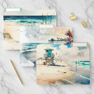 Watercolor Ocean Views File Folders