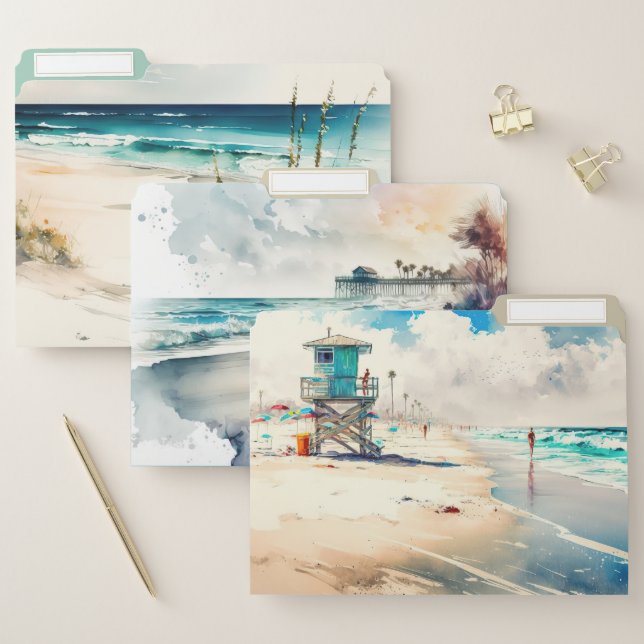 Watercolor Ocean Views File Folders (Set)