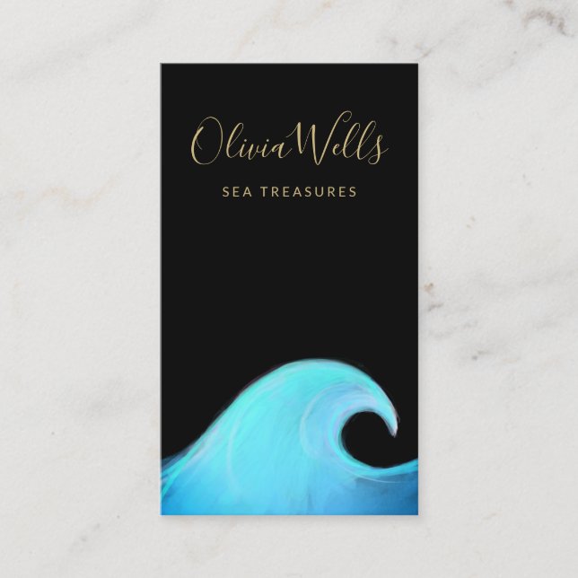 Watercolor Ocean Wave Coastal  Business Card (Front)