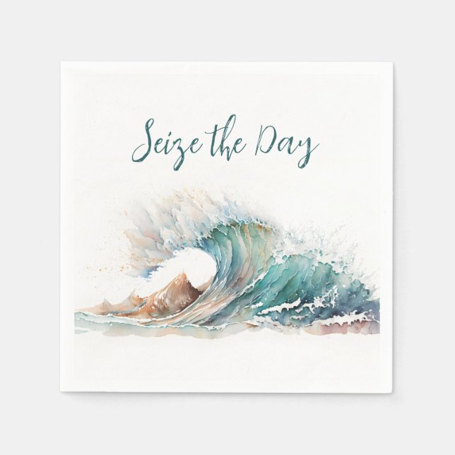 Watercolor Ocean Wave Napkins (Front)