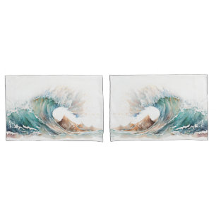 Watercolor Ocean Wave Pillow Case