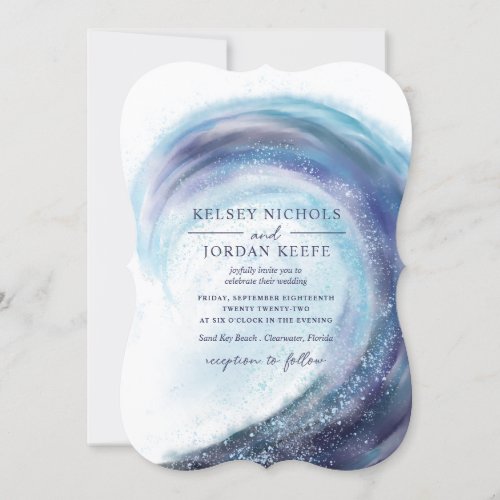 Watercolor Ocean Wave  Wedding Invitation