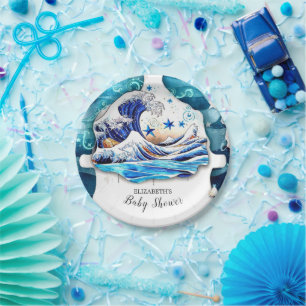 Watercolor Ocean Waves Baby Shower Paper Plates