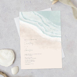 Watercolor Ocean Waves Beach Wedding Invitation