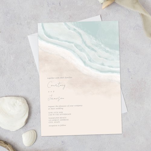 Watercolor Ocean Waves Beach Wedding