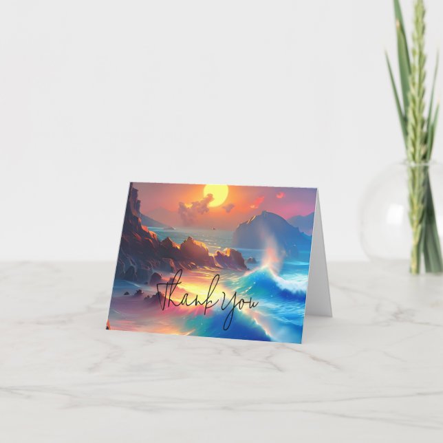 Watercolor ocean waves customizable card (Front)