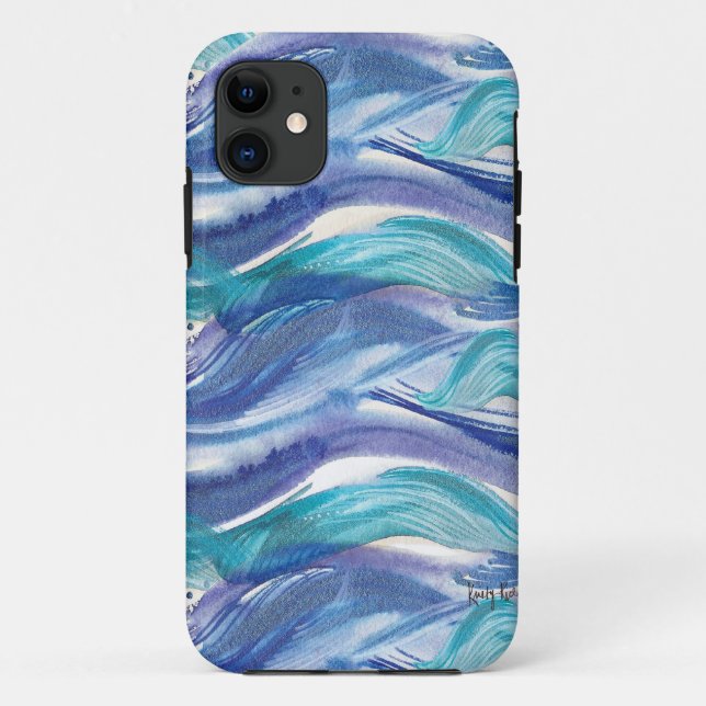 Watercolor Ocean Waves iPhone Case (Back)