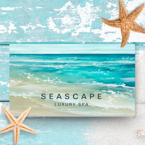 Watercolor Ocean Waves Tropical Sea Business Card