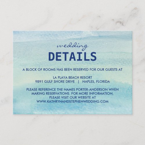 Watercolor Ocean Wedding Enclosure Card