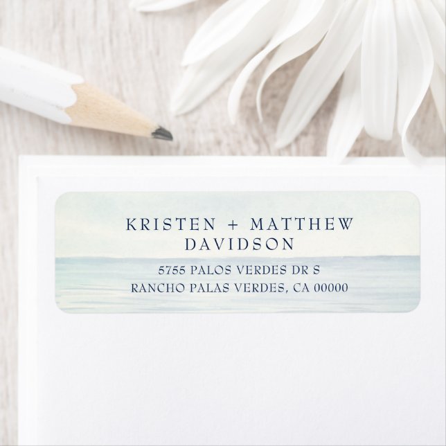 Watercolor Ocean Wedding Label (Insitu)