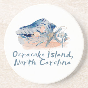 Watercolor Ocracoke Island Seashells Coaster