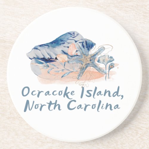 Watercolor Ocracoke Island Seashells  Coaster
