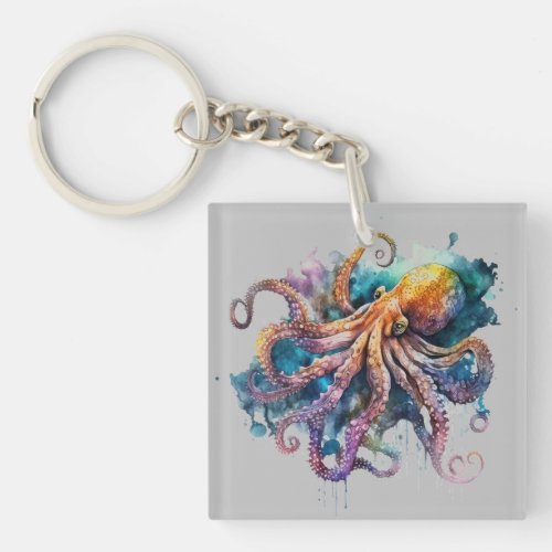 Watercolor octopus Acrylic Keychain