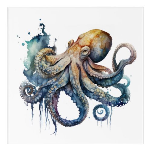  Watercolor Octopus  Acrylic Print