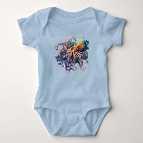 Watercolor Octopus  Baby Bodysuit