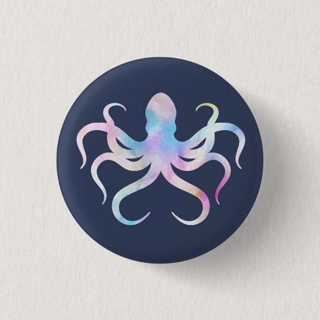 Watercolor octopus button (Front)