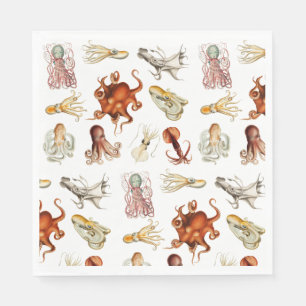 Watercolor Octopus Cephalopod Ocean Animals Napkins