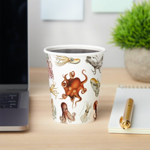 Watercolor Octopus Cephalopod Ocean Animals  Paper Cups