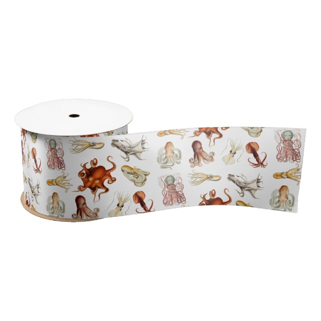 Watercolor Octopus Cephalopod Ocean Animals  Satin Ribbon (Spool)