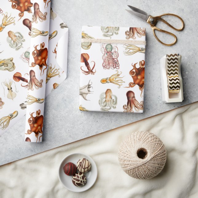 Watercolor Octopus Cephalopod Ocean Animals  Wrapping Paper (Crafts)