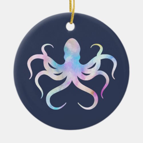 Watercolor octopus ceramic ornament