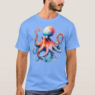 Watercolor Octopus He e in Hawaiian VNeck T-Shirt