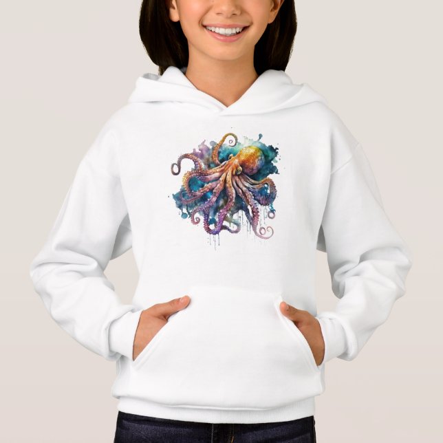 Watercolor Octopus  Hoodie (Front)