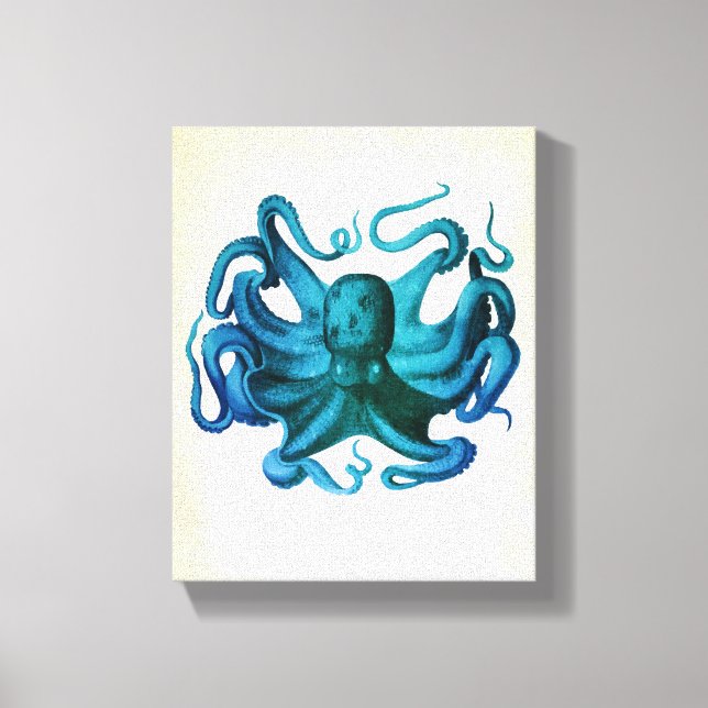 Watercolor Octopus Illustration Canvas Print (Front)
