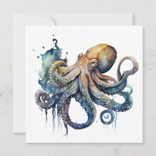 Watercolor Octopus  Invitation