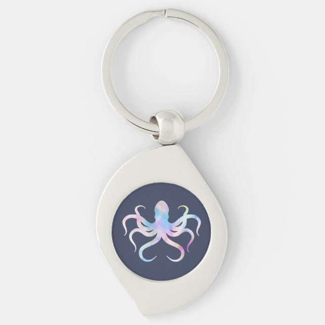 Watercolor octopus keychain (Front)
