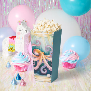 Watercolor Octopus Kids Birthday Party Favor Boxes