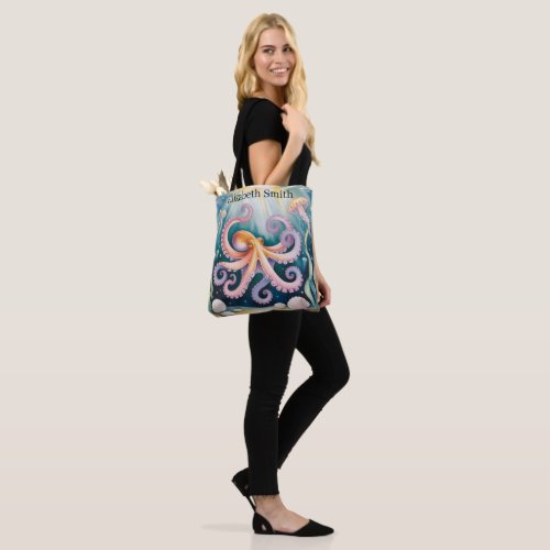 Watercolor Octopus Kids Birthday Party Tote Bag
