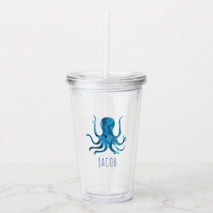 Watercolor Octopus Marine Kids Personalized Acrylic Tumbler