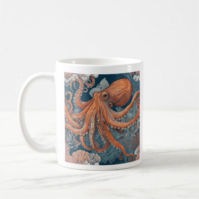 Watercolor octopus mug (Left)
