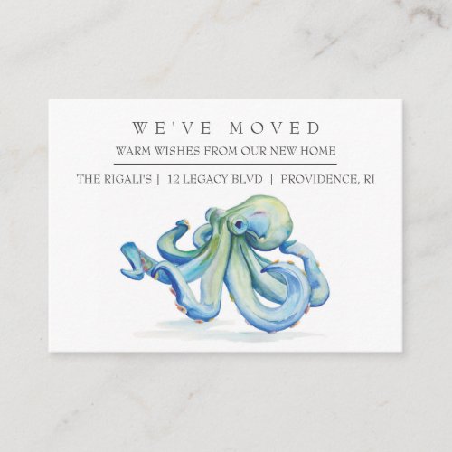 Watercolor Octopus New Home Moving Announcement