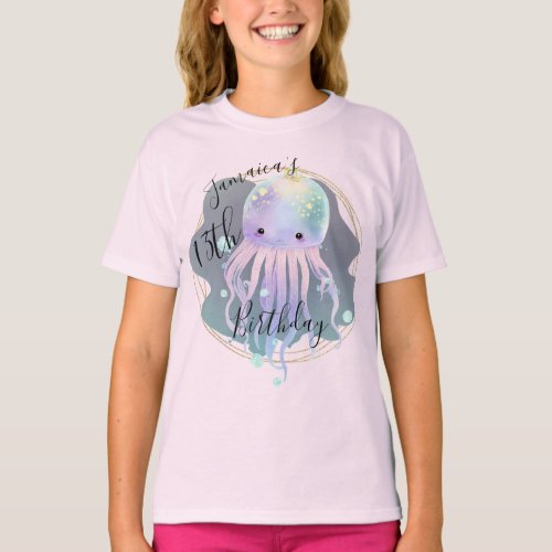 Watercolor Octopus Ocean Birthday Party T_Shirt