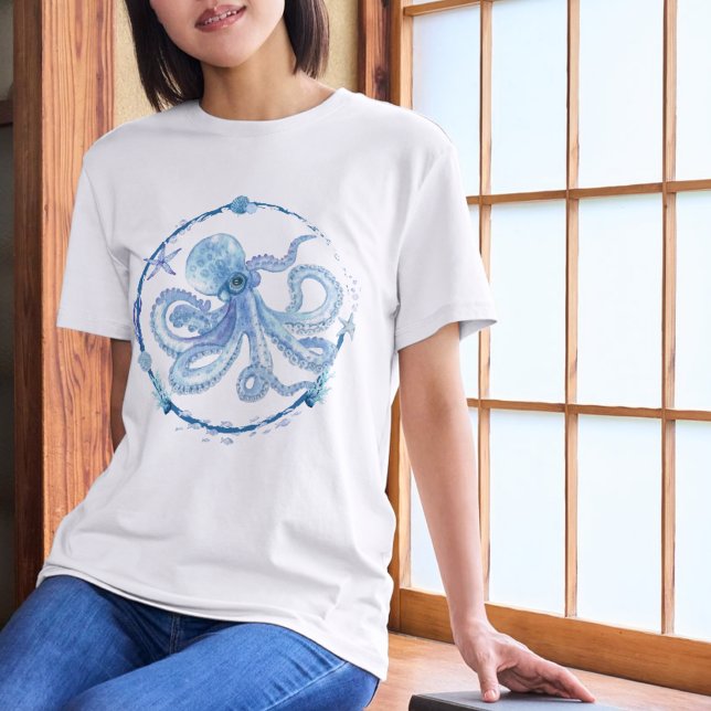 Watercolor Octopus Sea Creature Tri-Blend Shirt (Creator Uploaded)