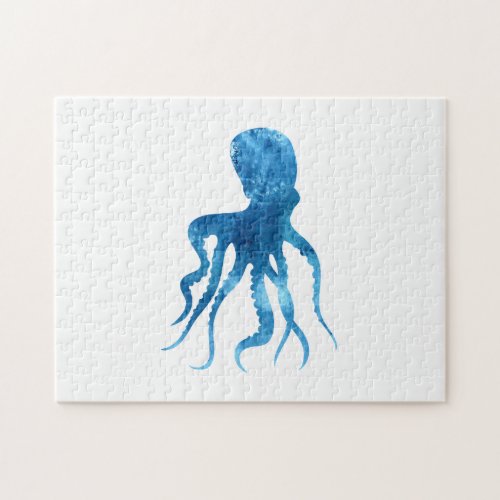 Watercolor octopus silhouette jigsaw puzzle
