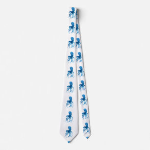 Watercolor octopus silhouette neck tie