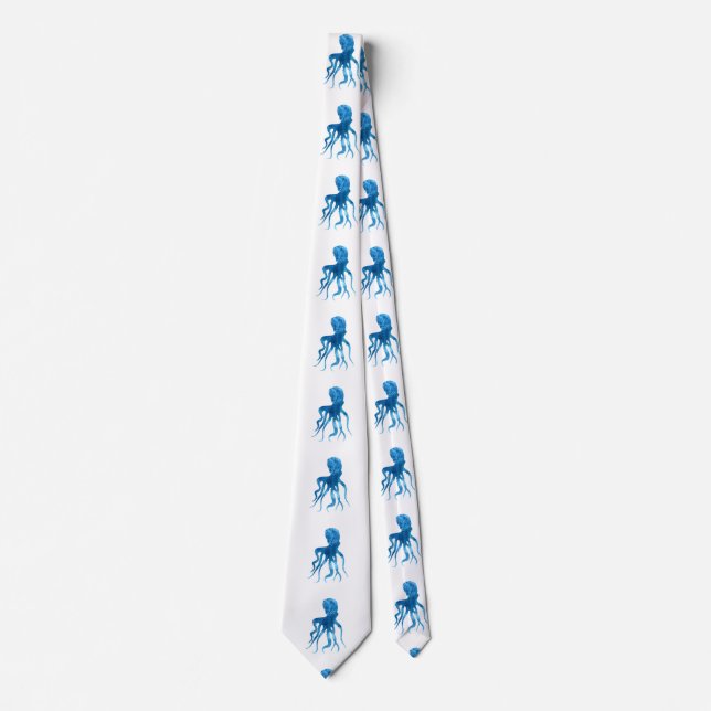 Watercolor octopus silhouette neck tie (Front)