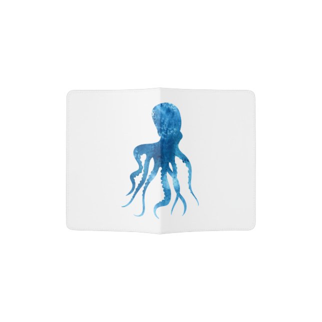 Watercolor octopus silhouette passport holder (Opened)