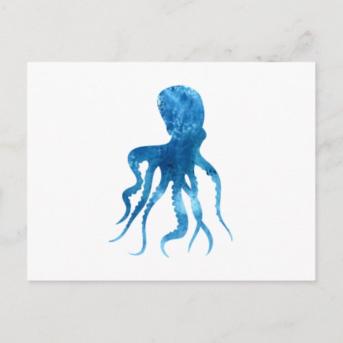 Watercolor octopus silhouette postcard