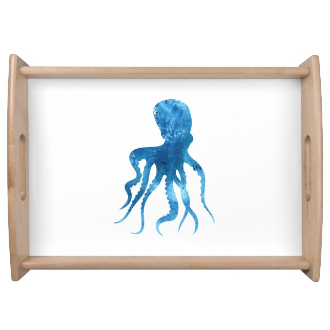 Watercolor octopus silhouette serving tray (Front)