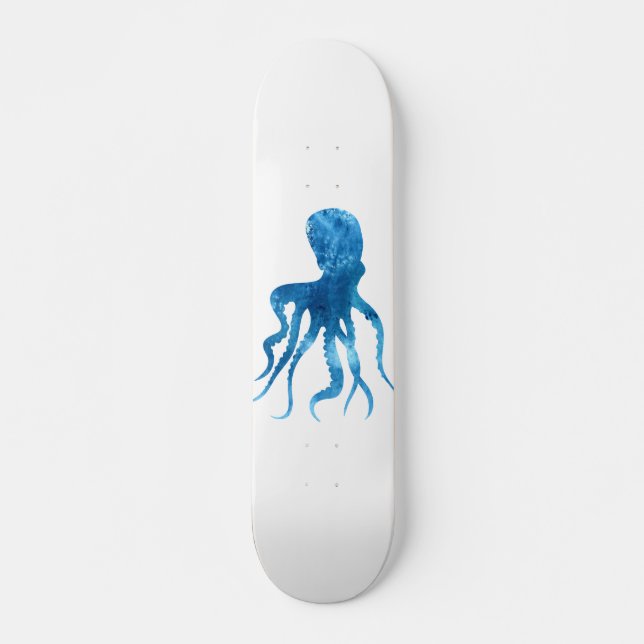 Watercolor octopus silhouette skateboard (Front)